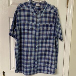 Columbia Blue Plaid Men's Button Up